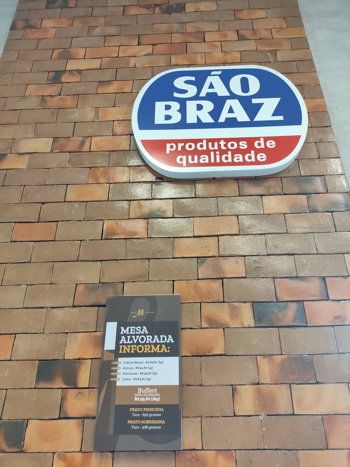 Mesa Alvorada cardápio