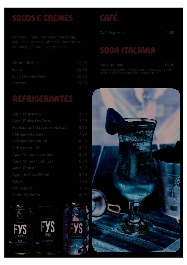 Paçocas Bar e Restaurante cardápio