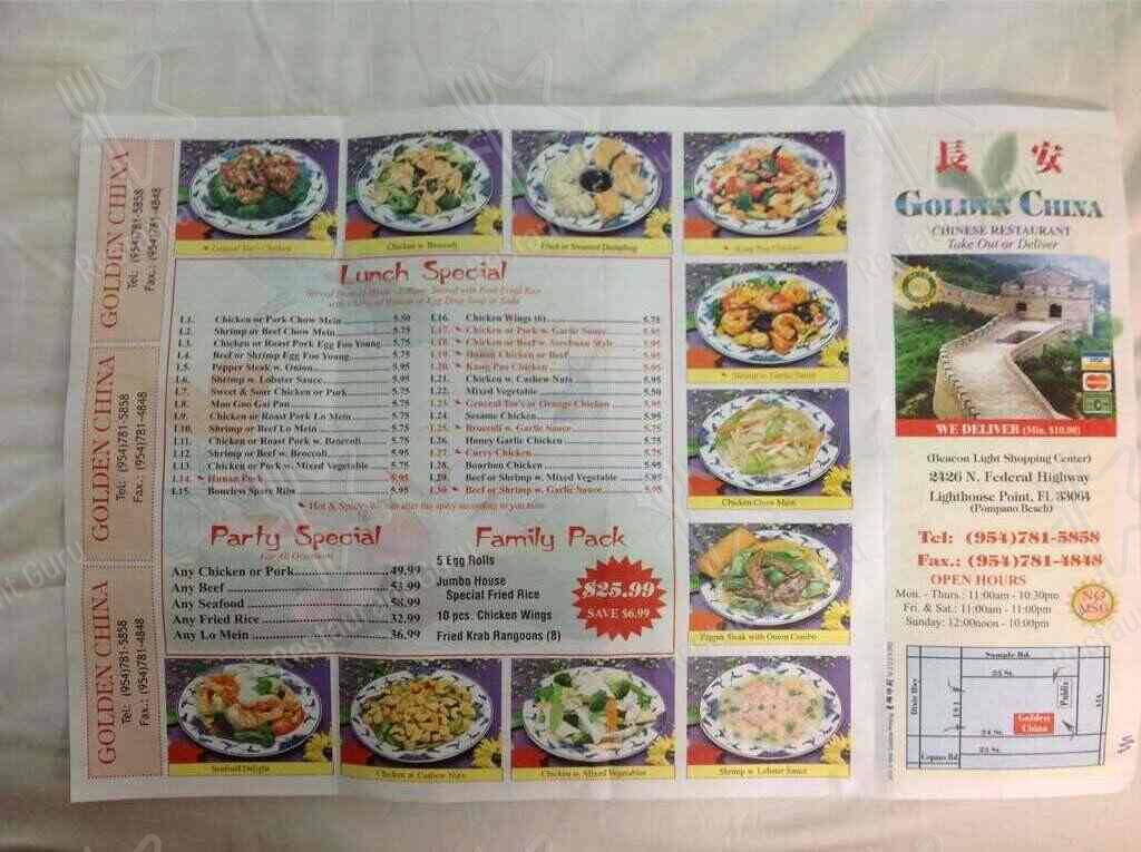 Menu at Golden China Restaurant, Lighthouse Point, N Federal Hwy