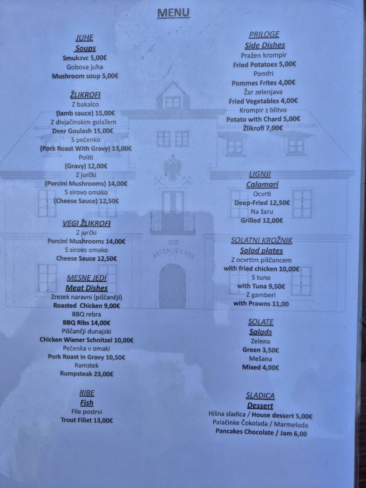 Menu di Gostišče Barbara 