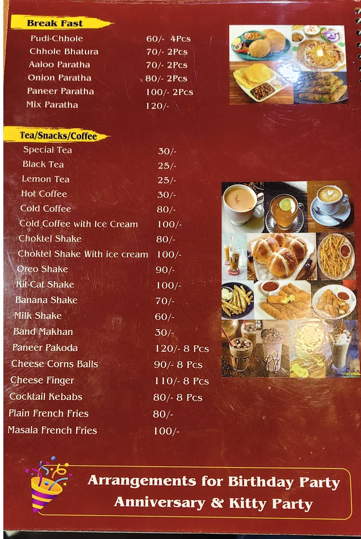 Grand S R Restaurant menu