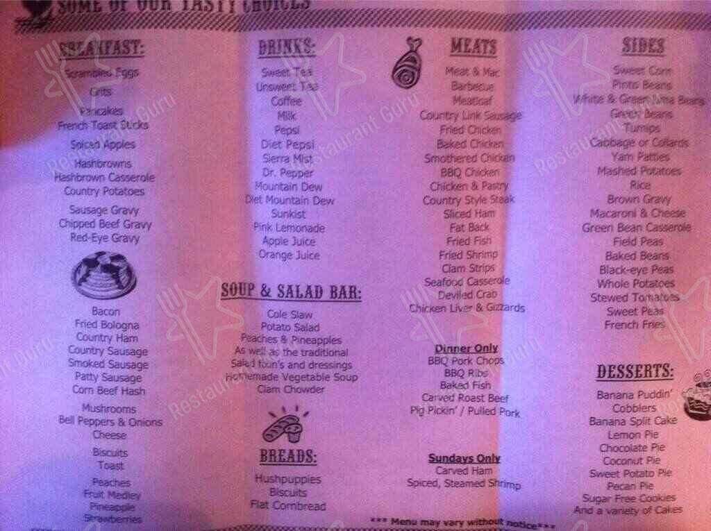 Menu at Grandsons Buffet Hope Mills restaurant, Hope Mills