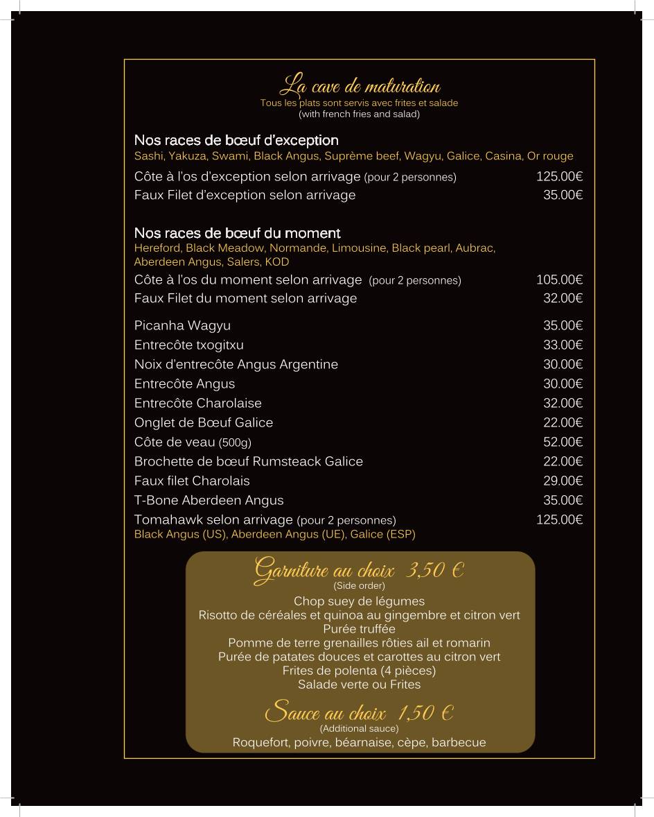 Menu de Le Paddock