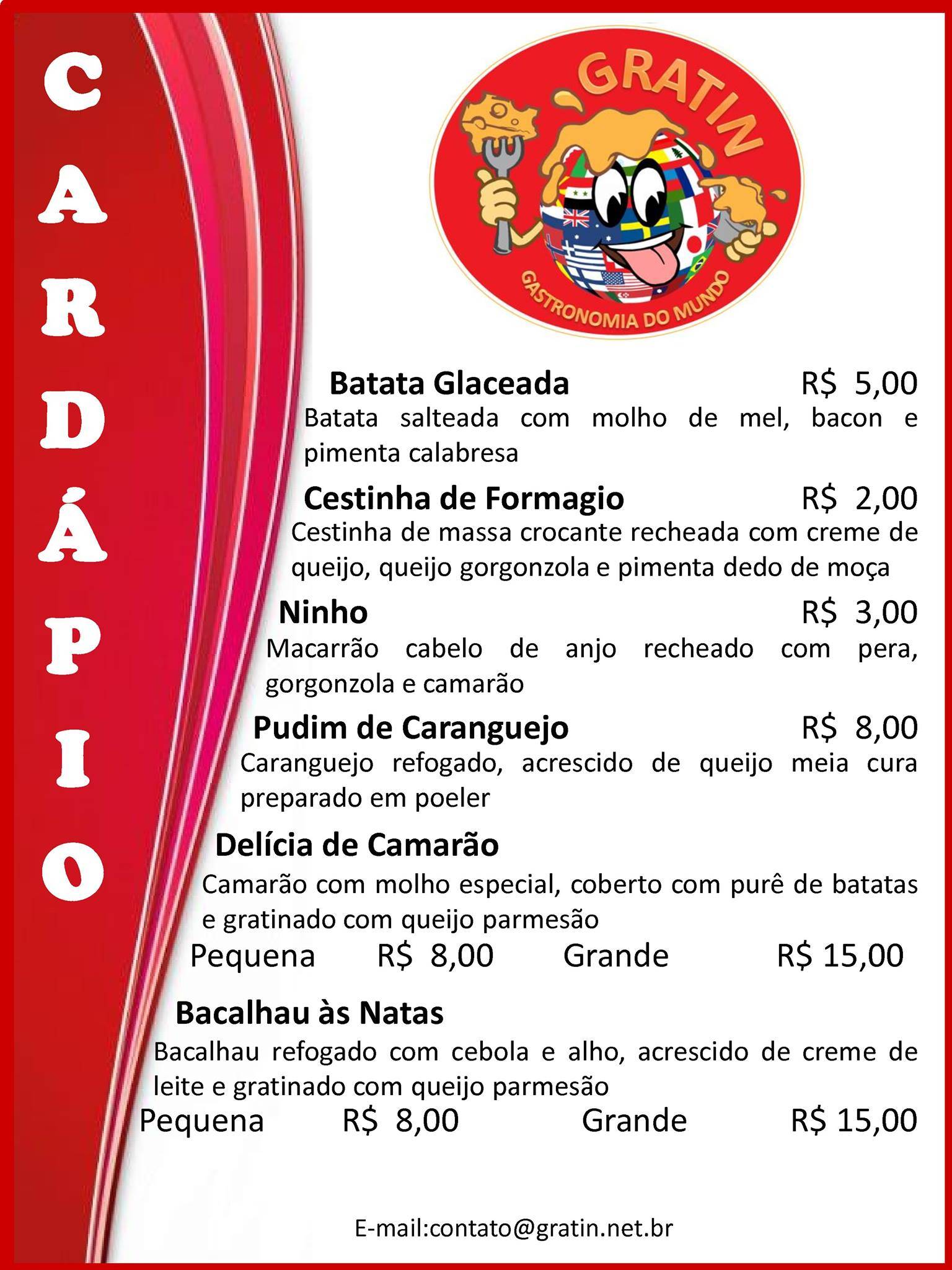 Gratin cardápio
