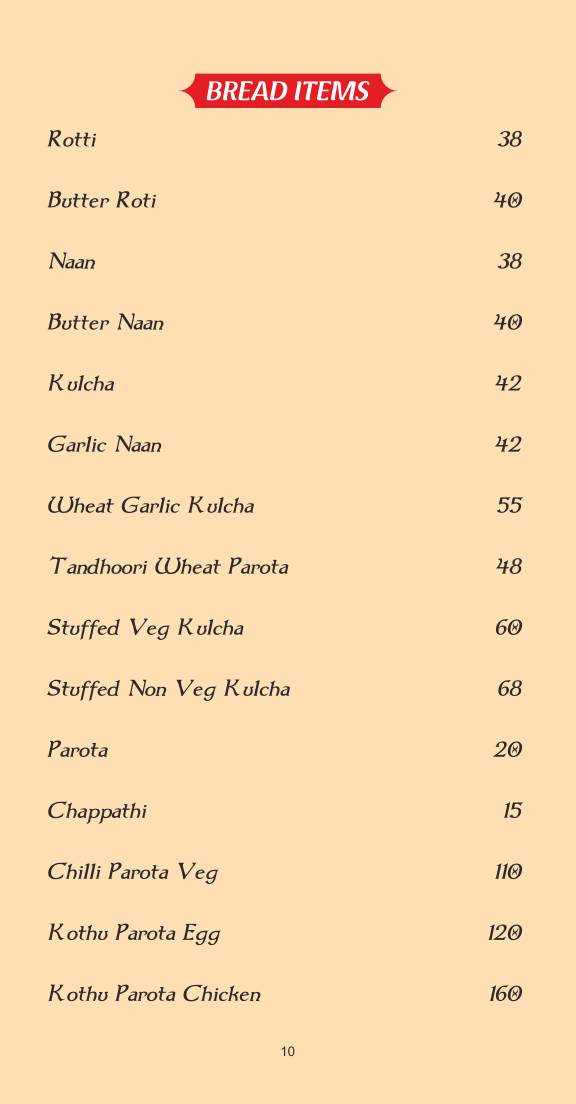 Green Tree Restaurant menu