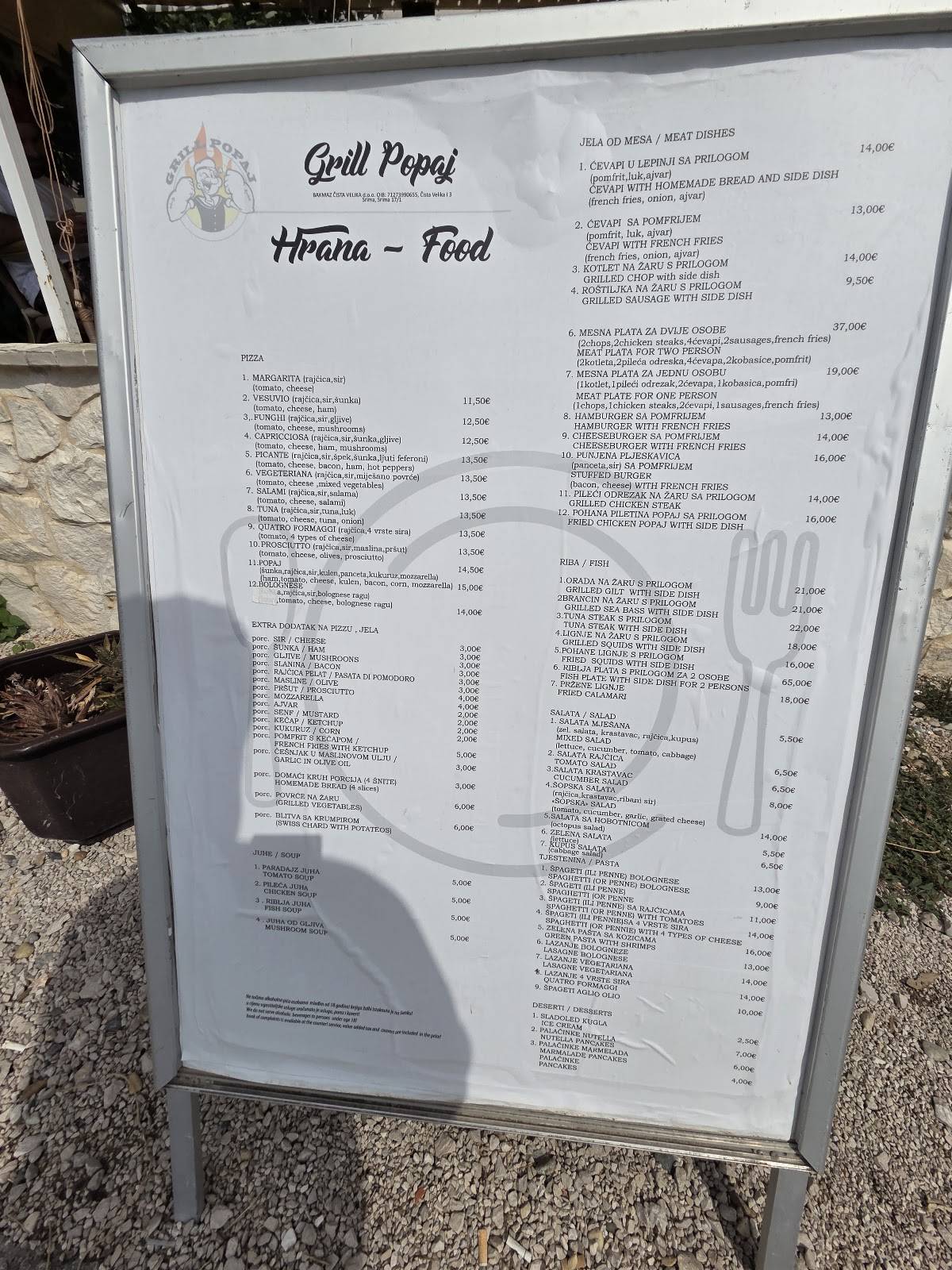 Menu di Grill Popaj Srima 