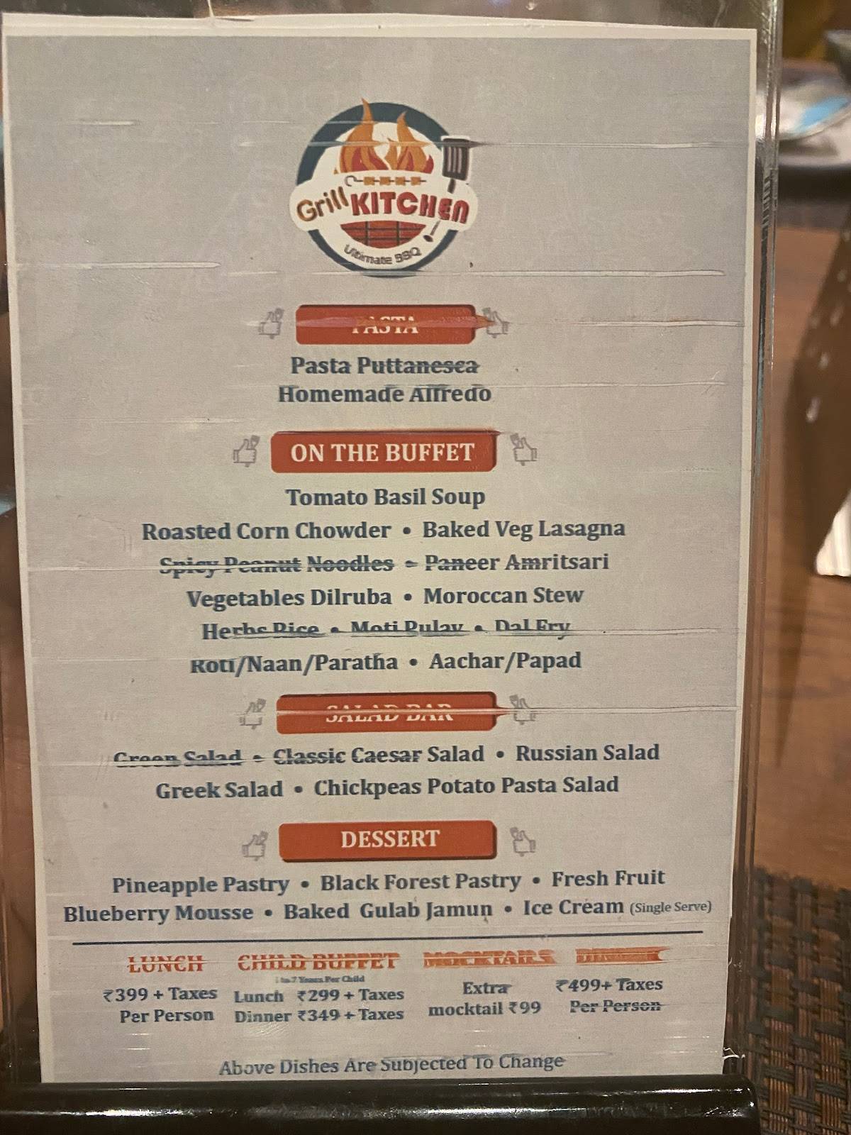 Menu at Grill kitchen Ultimate BBQ Motera, Ahmedabad