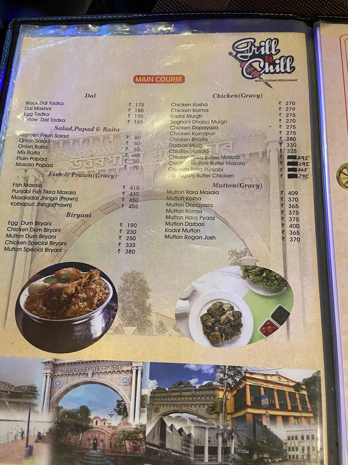Grill to Chill menu