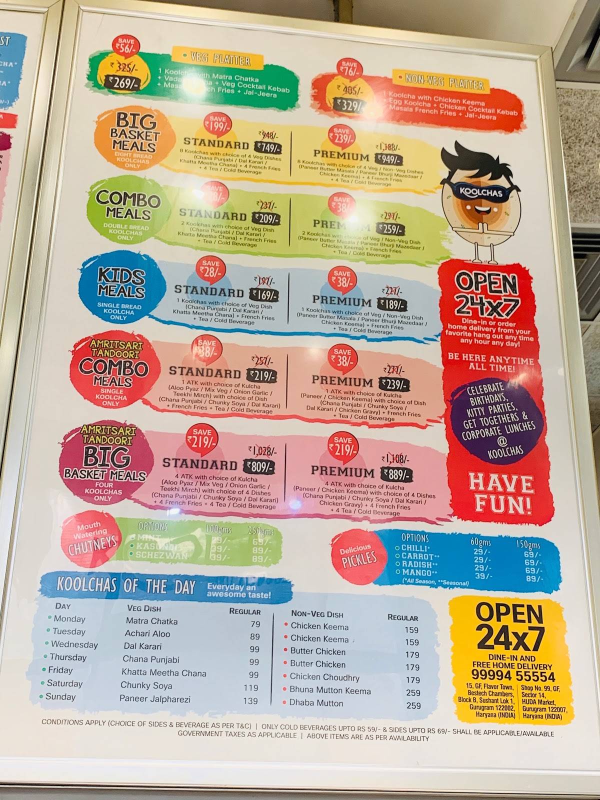 Koolchas menu