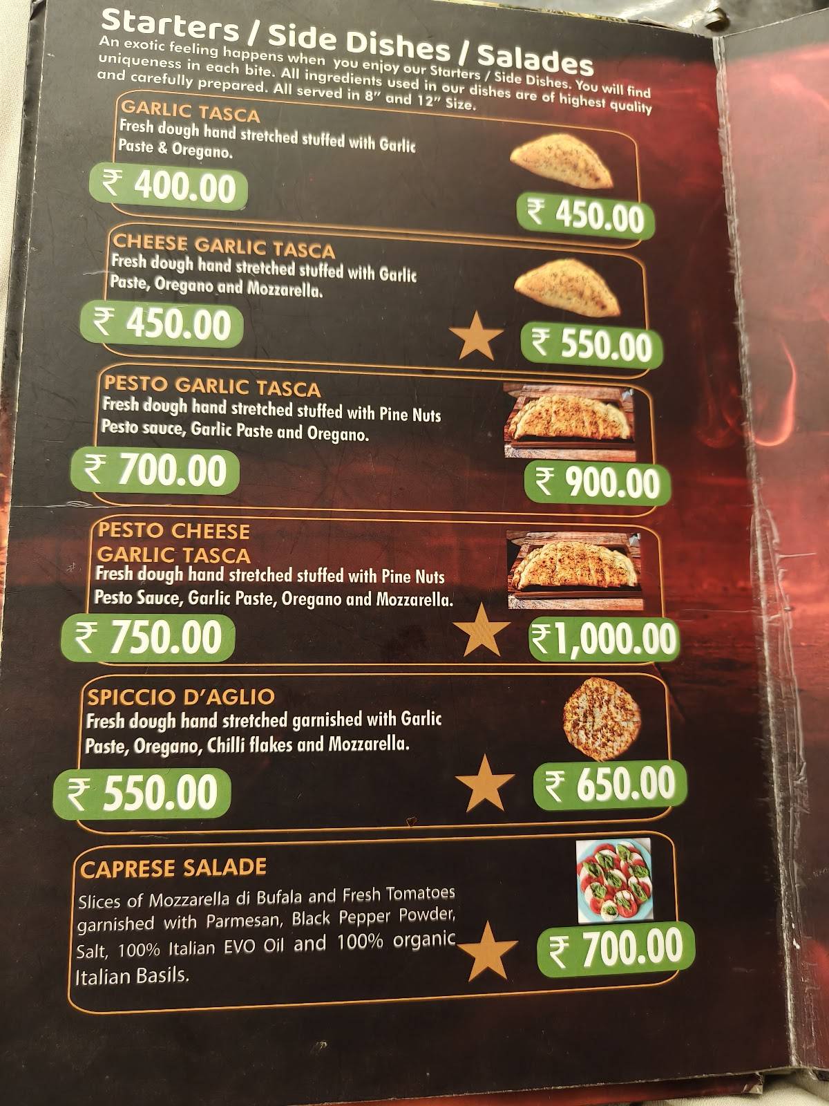 Gusto's Pizzeria menu
