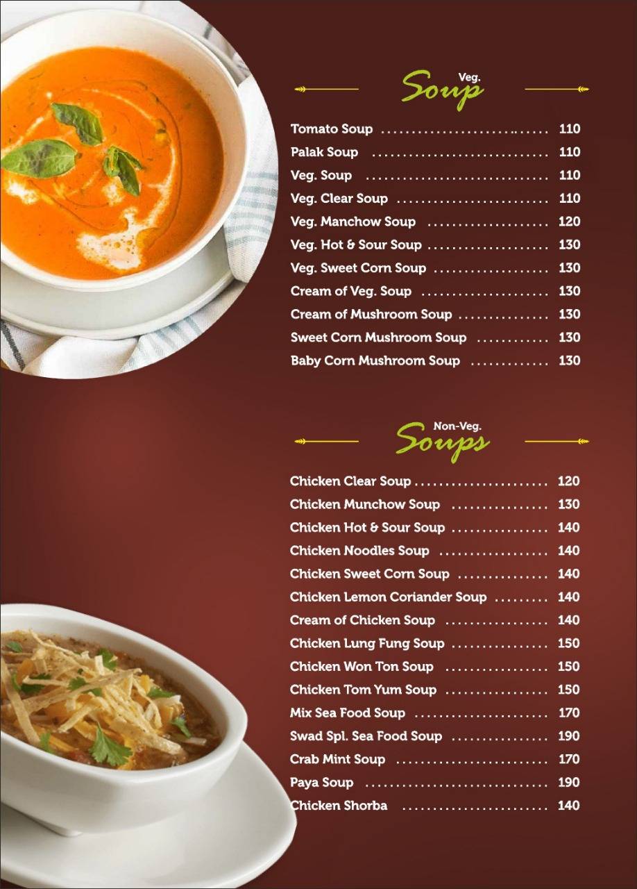 HOTEL SWAD FAMILY RESTAURANT menu