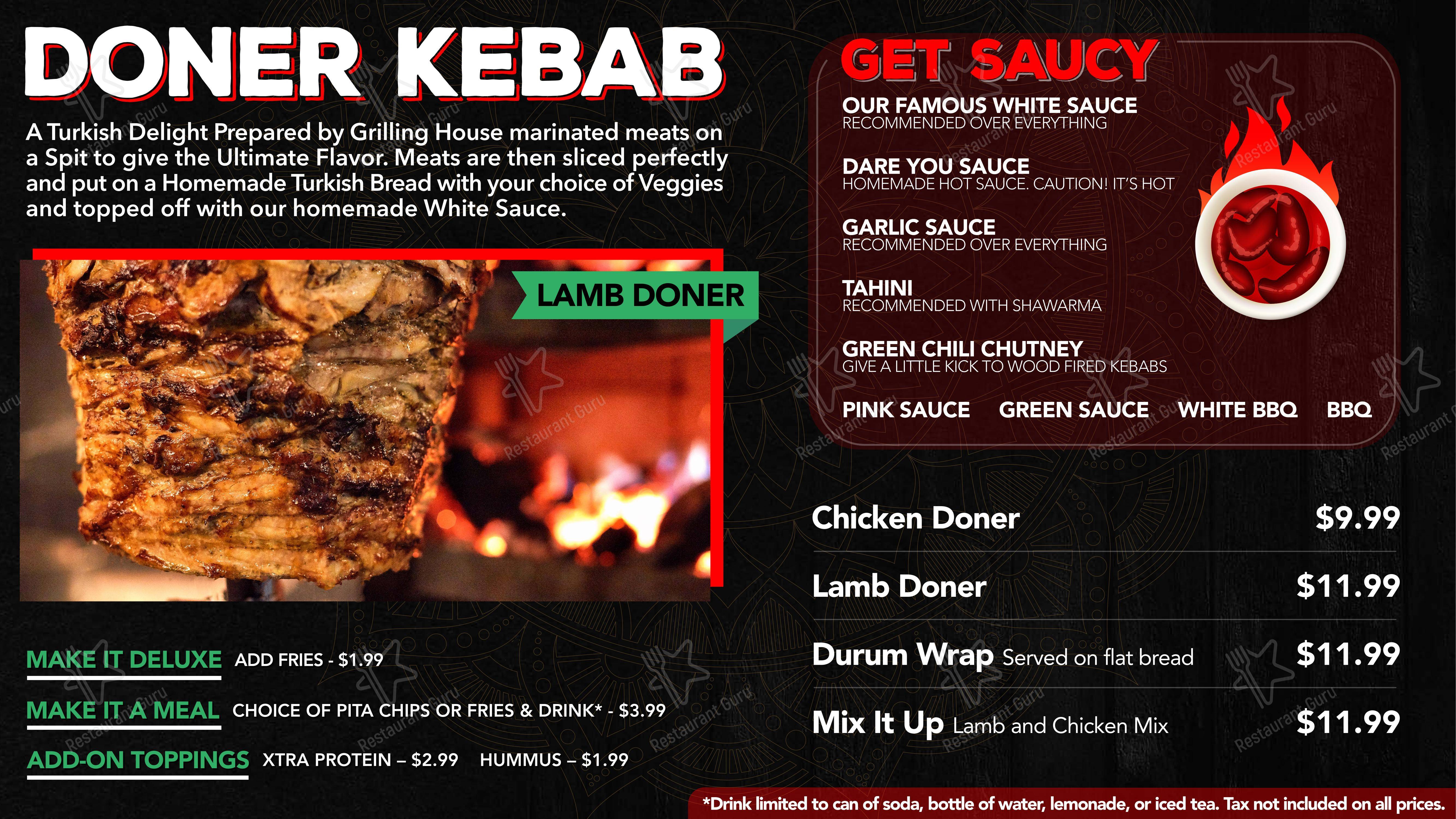 Menu for the Halal Street Food restaurant