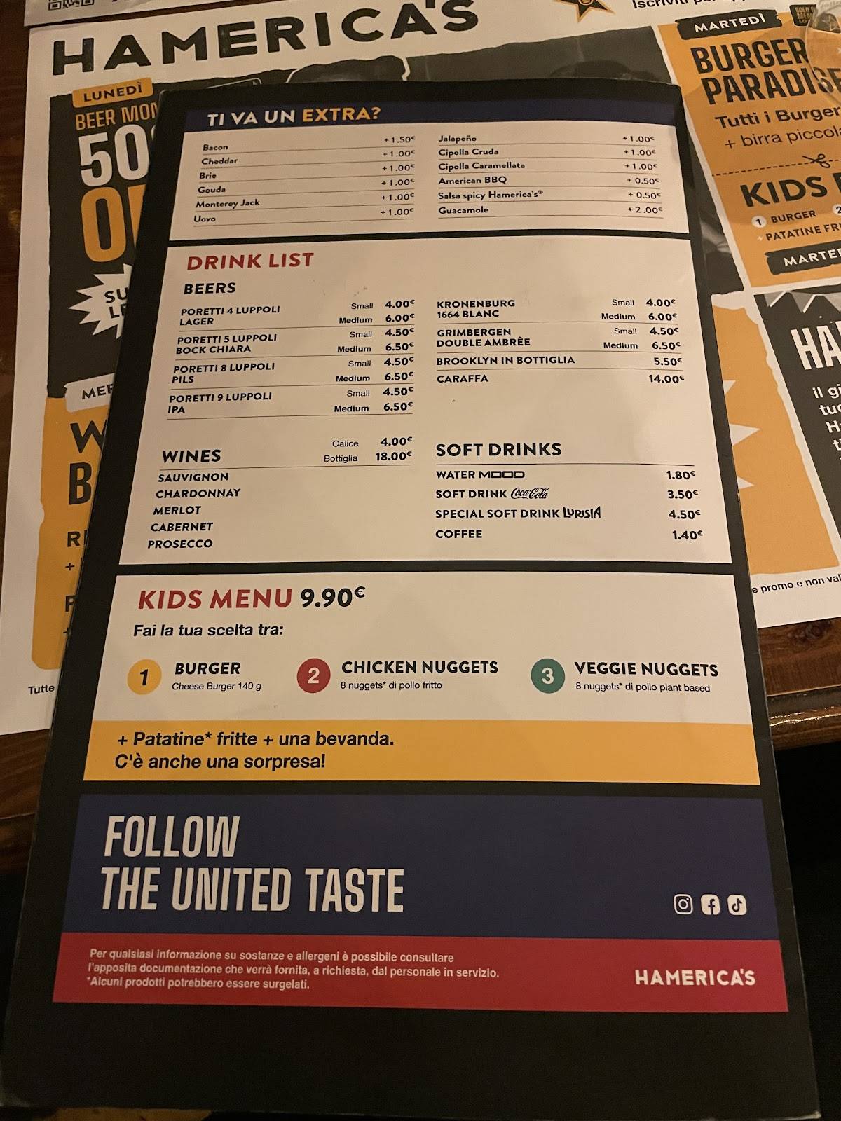 Menu di Hamerica's 