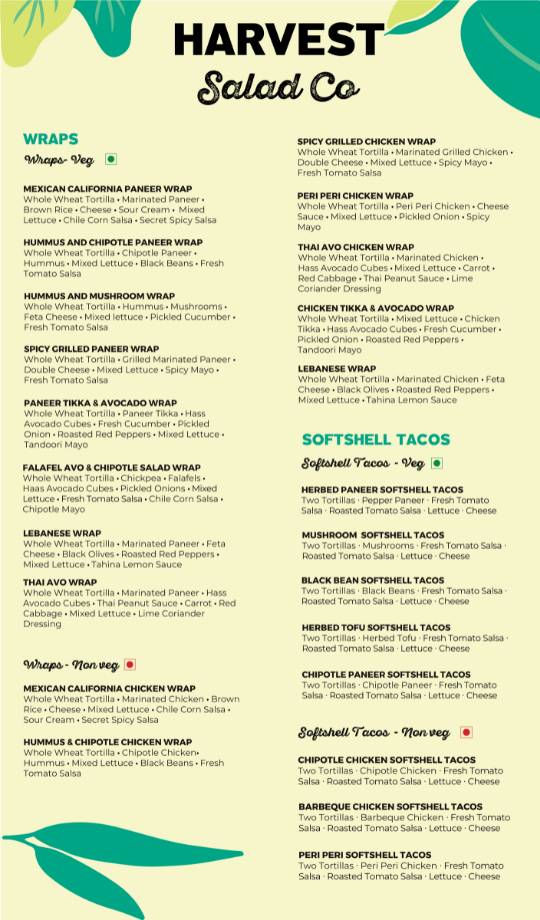 Harvest Salad Co Borivali menu