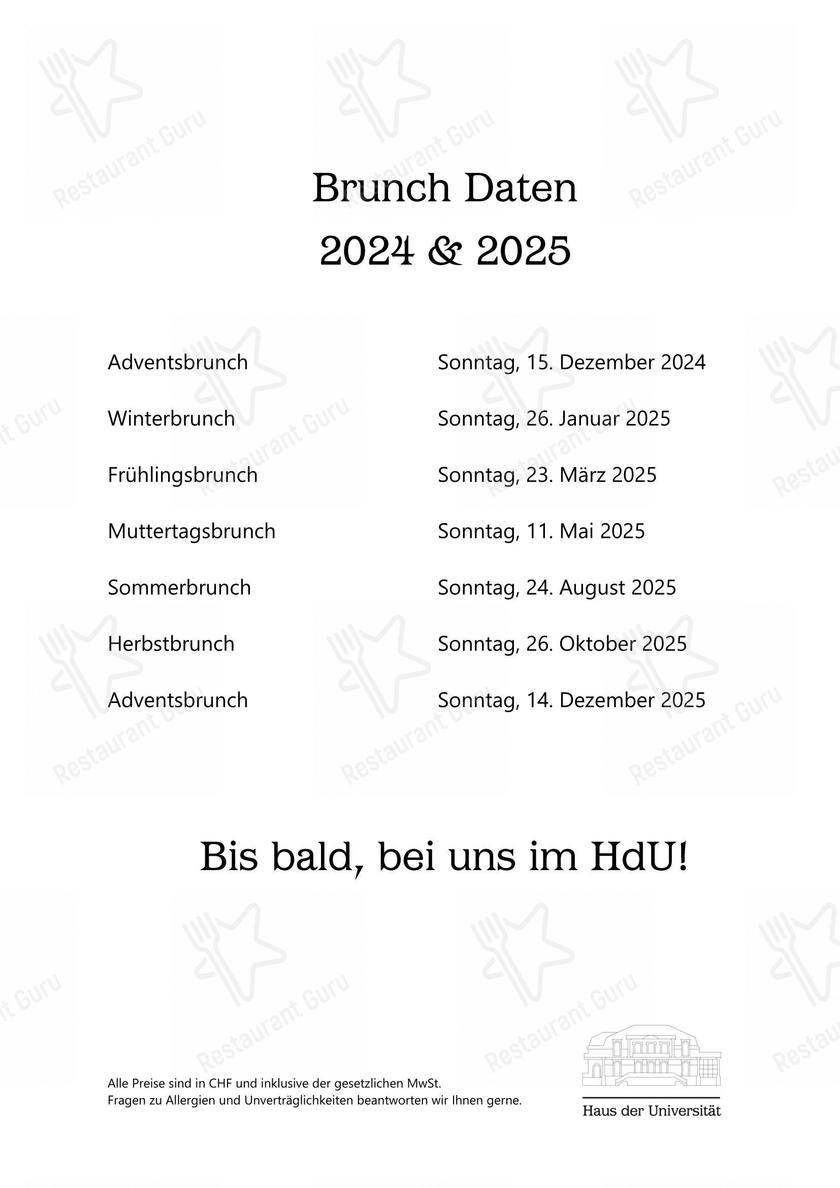 Menu di Haus der Universität Bern - Menu