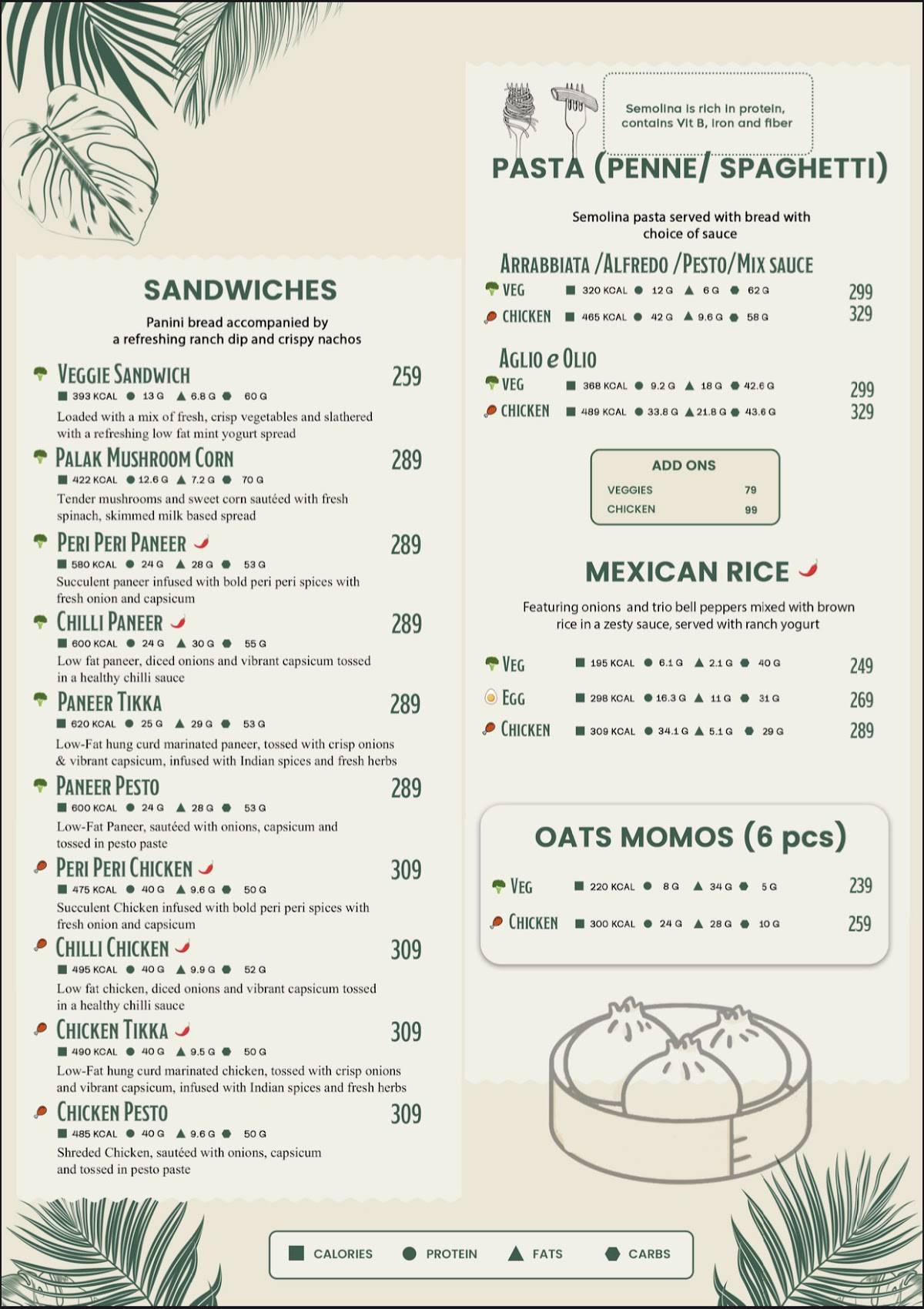 Healthy Chef menu