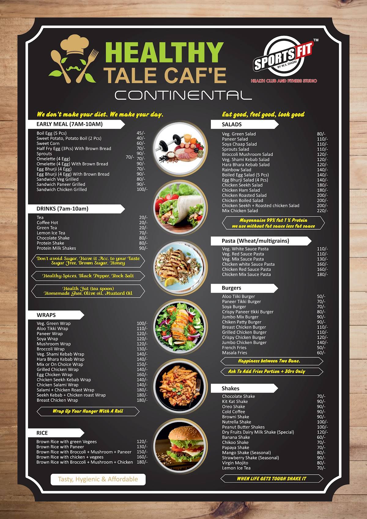 Healthy Tale Cafe menu