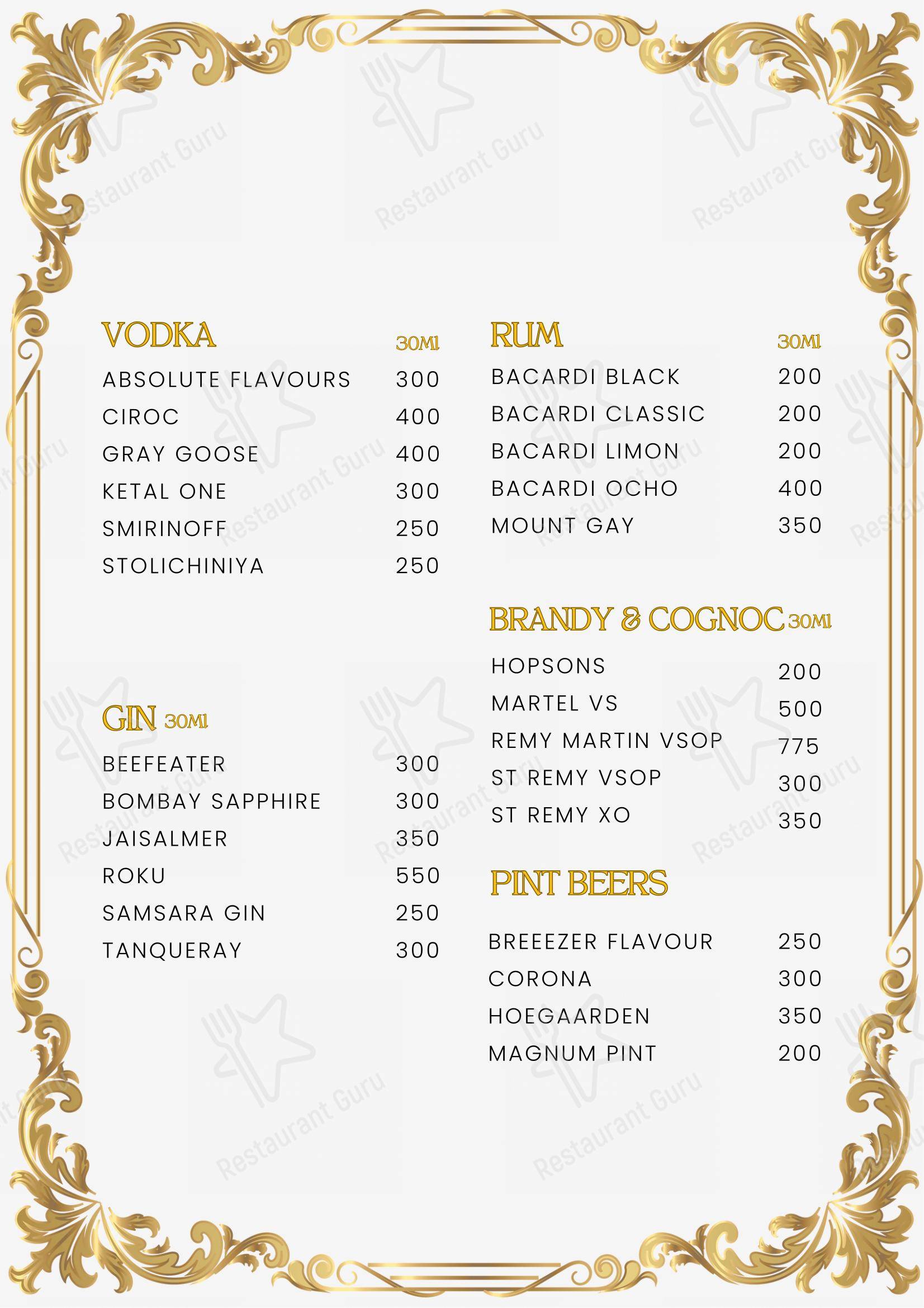 Heist Nightlife - Menu bar