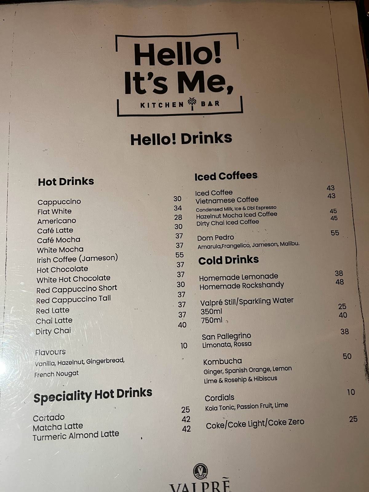 Speisekarte von Hello It's Me Kitchen Bar, Südafrika, Boardwalk Mall