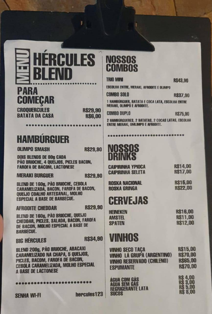 Hercules Blends cardápio