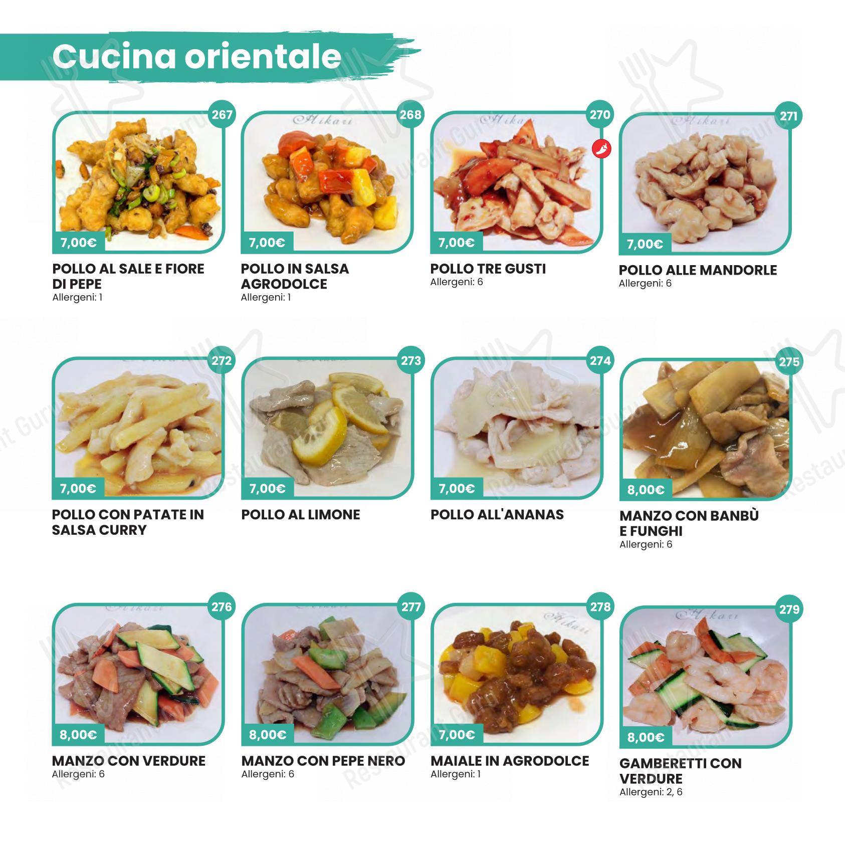 Menu per Hikari Sushi in Brescia