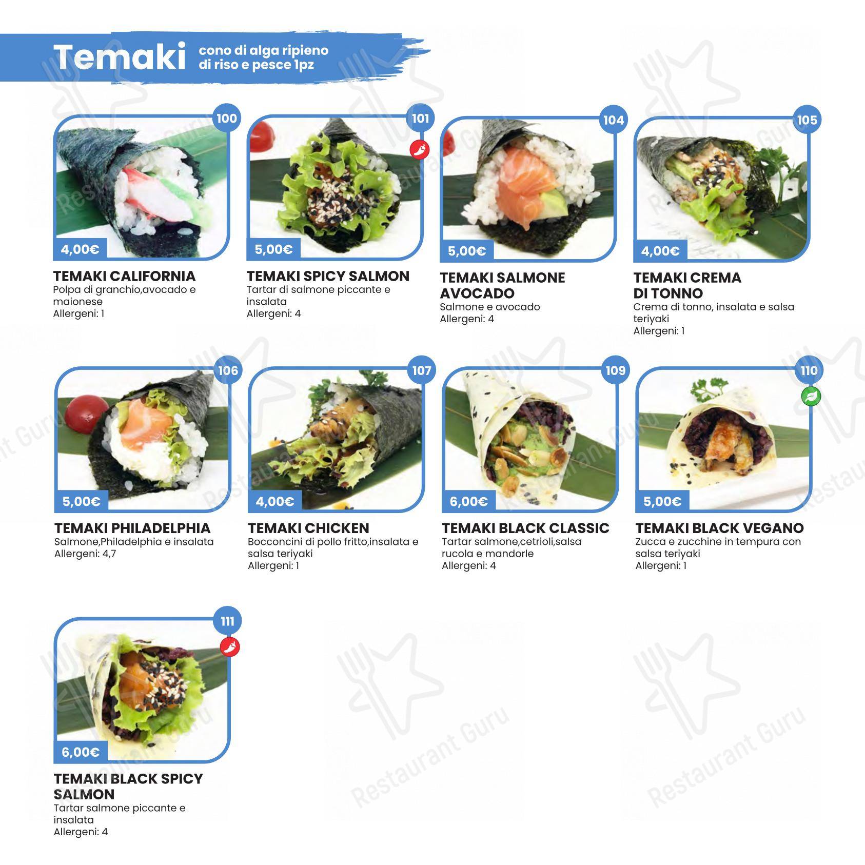 Menu per Hikari Sushi in Brescia