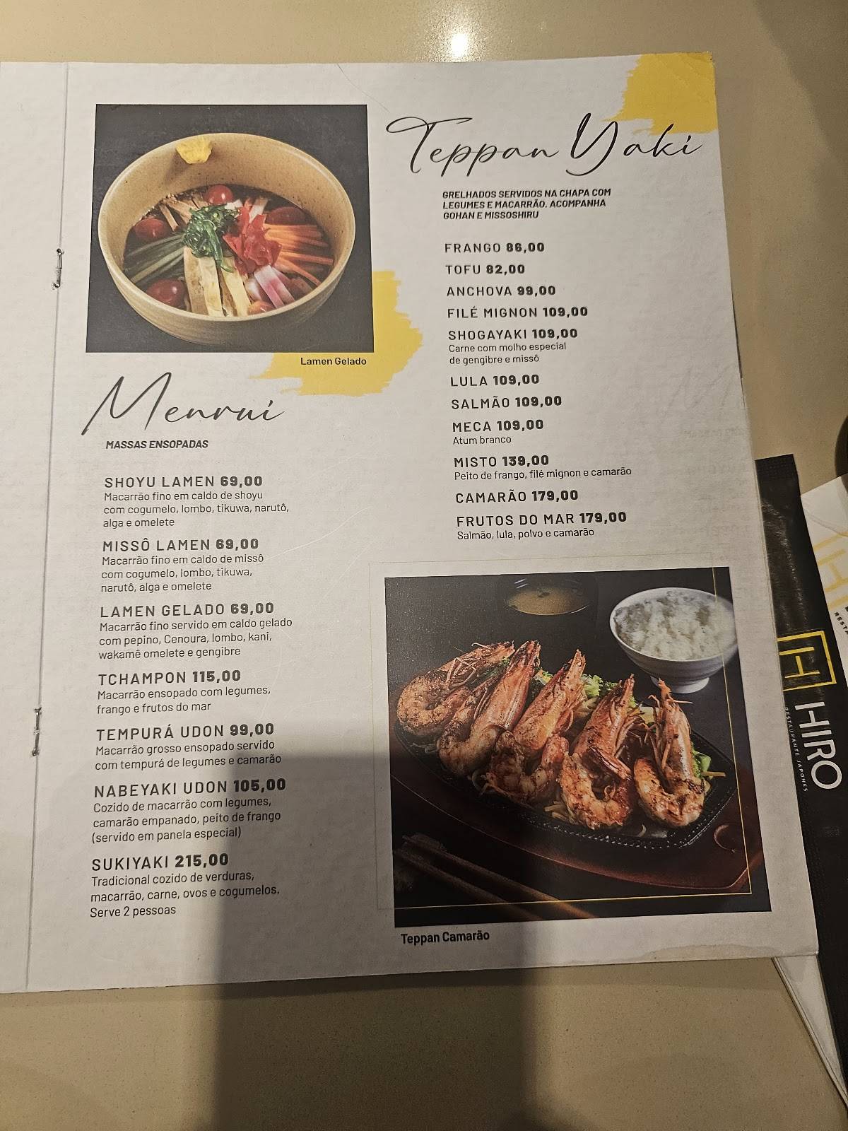 Hiro cardápio