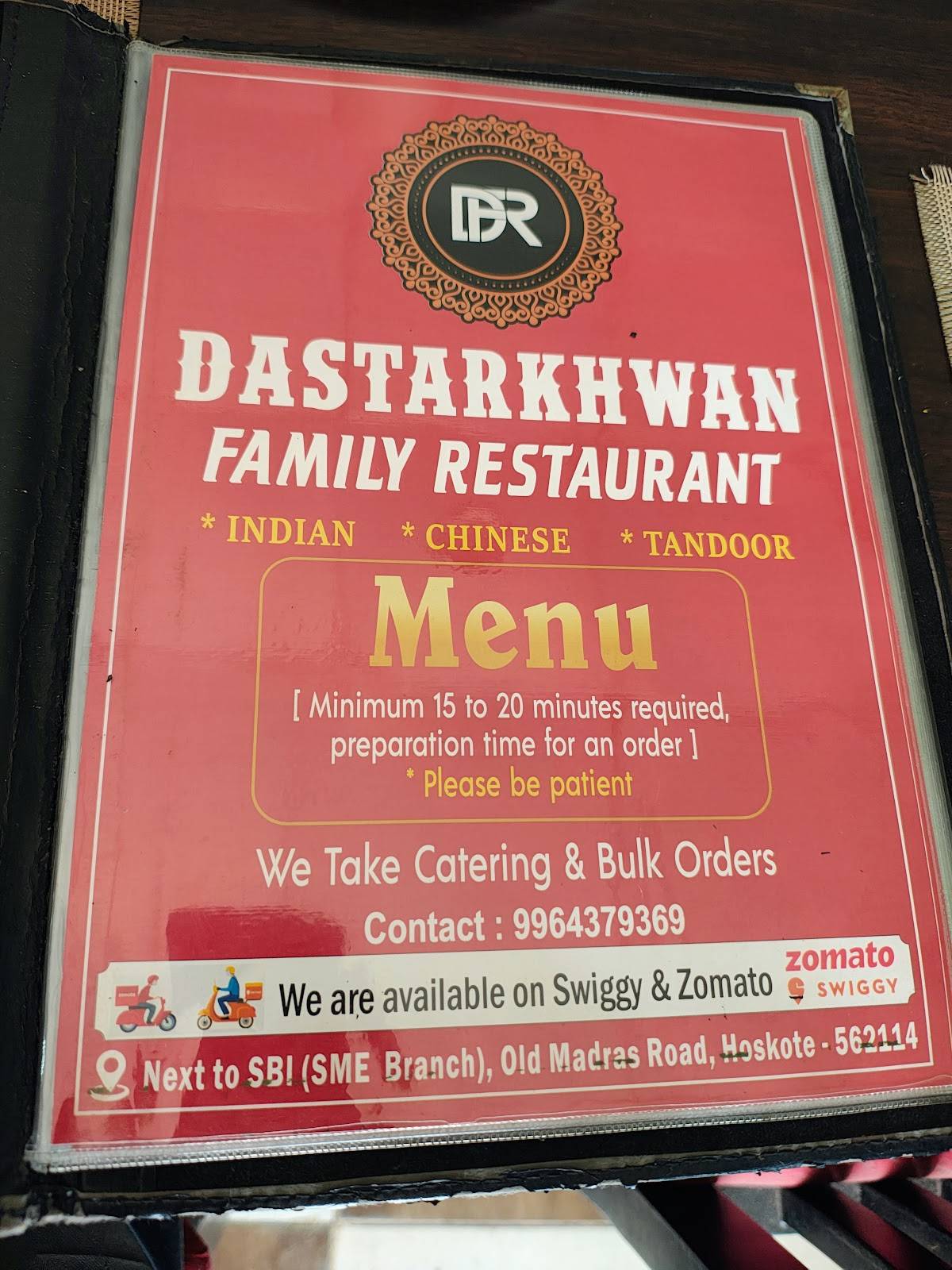 Dastarkhwan Restaurant menu
