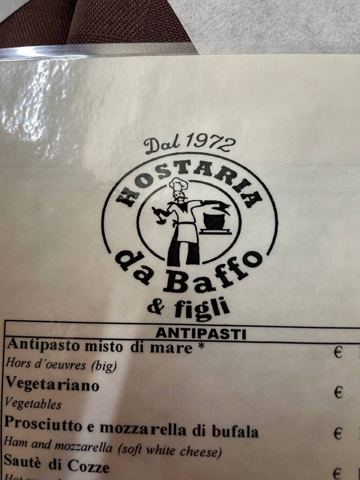 Menu di Hostaria Pizzeria da BAFFO 