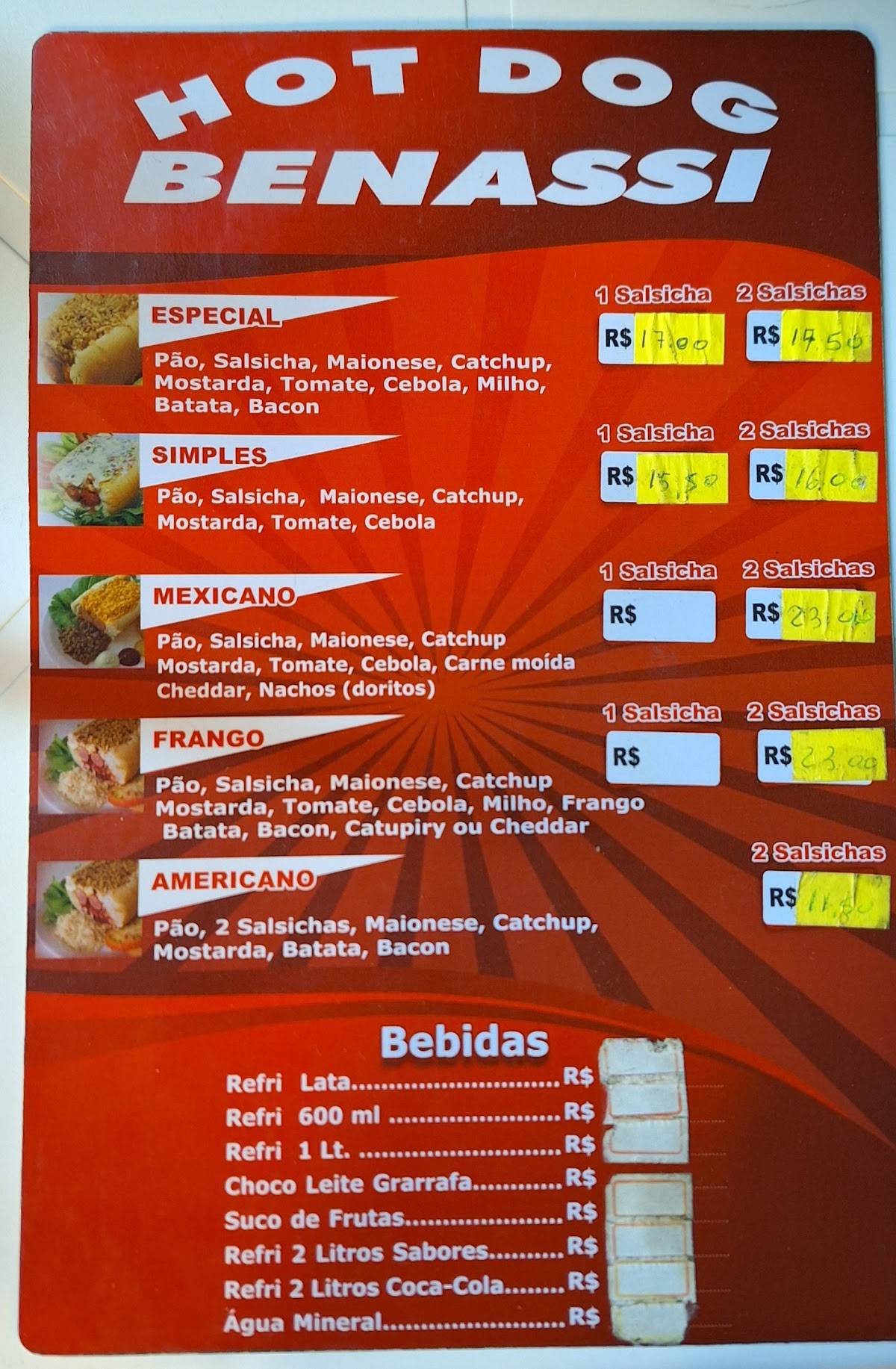 Hot Dog Benassi Ahu cardápio