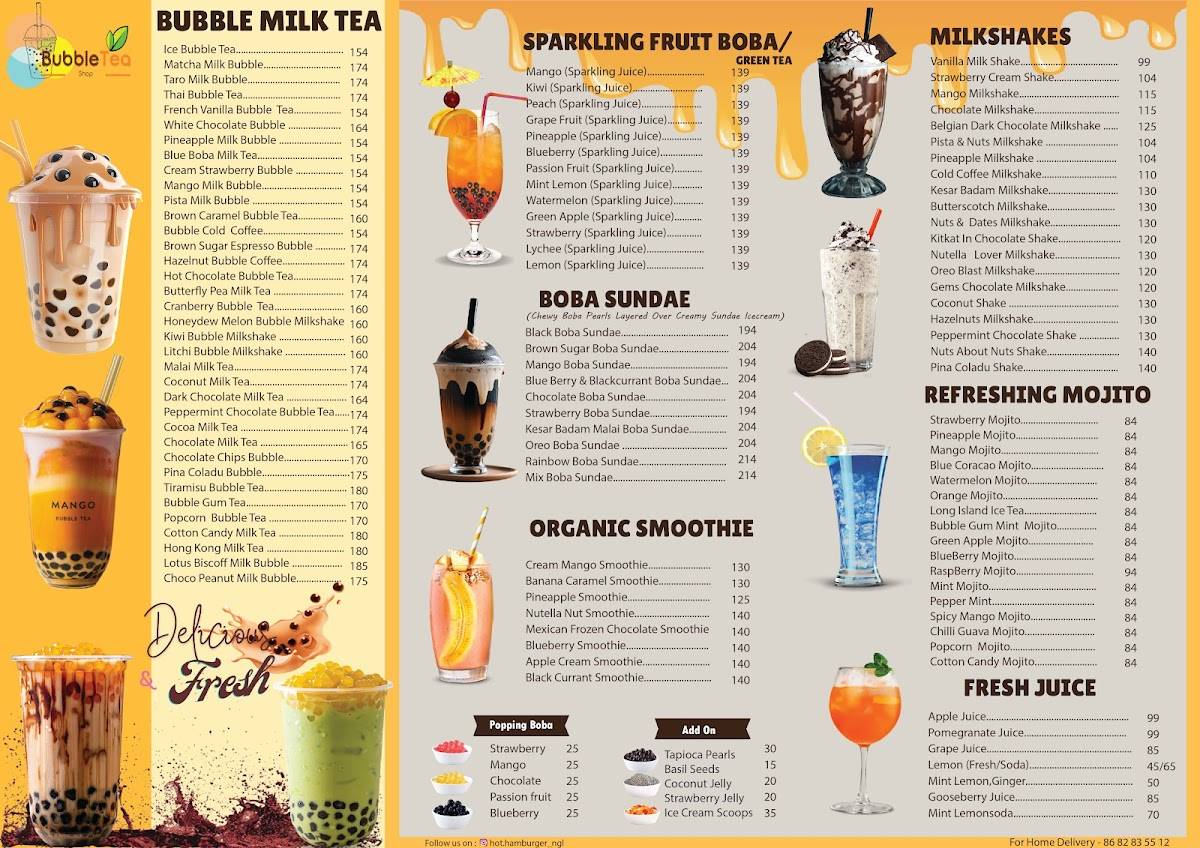 Hot Hamburger Restaurant menu
