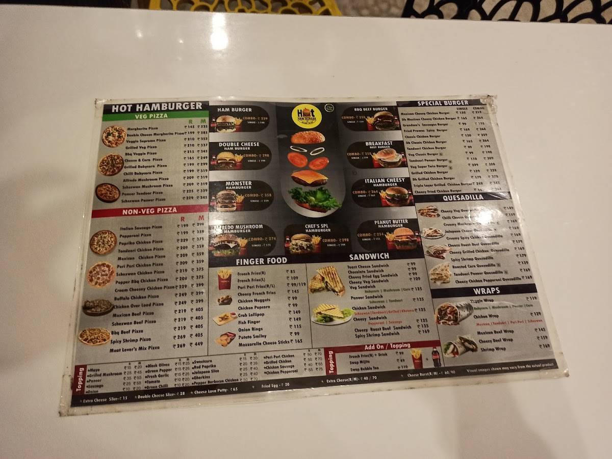 Hot Hamburger Restaurant menu