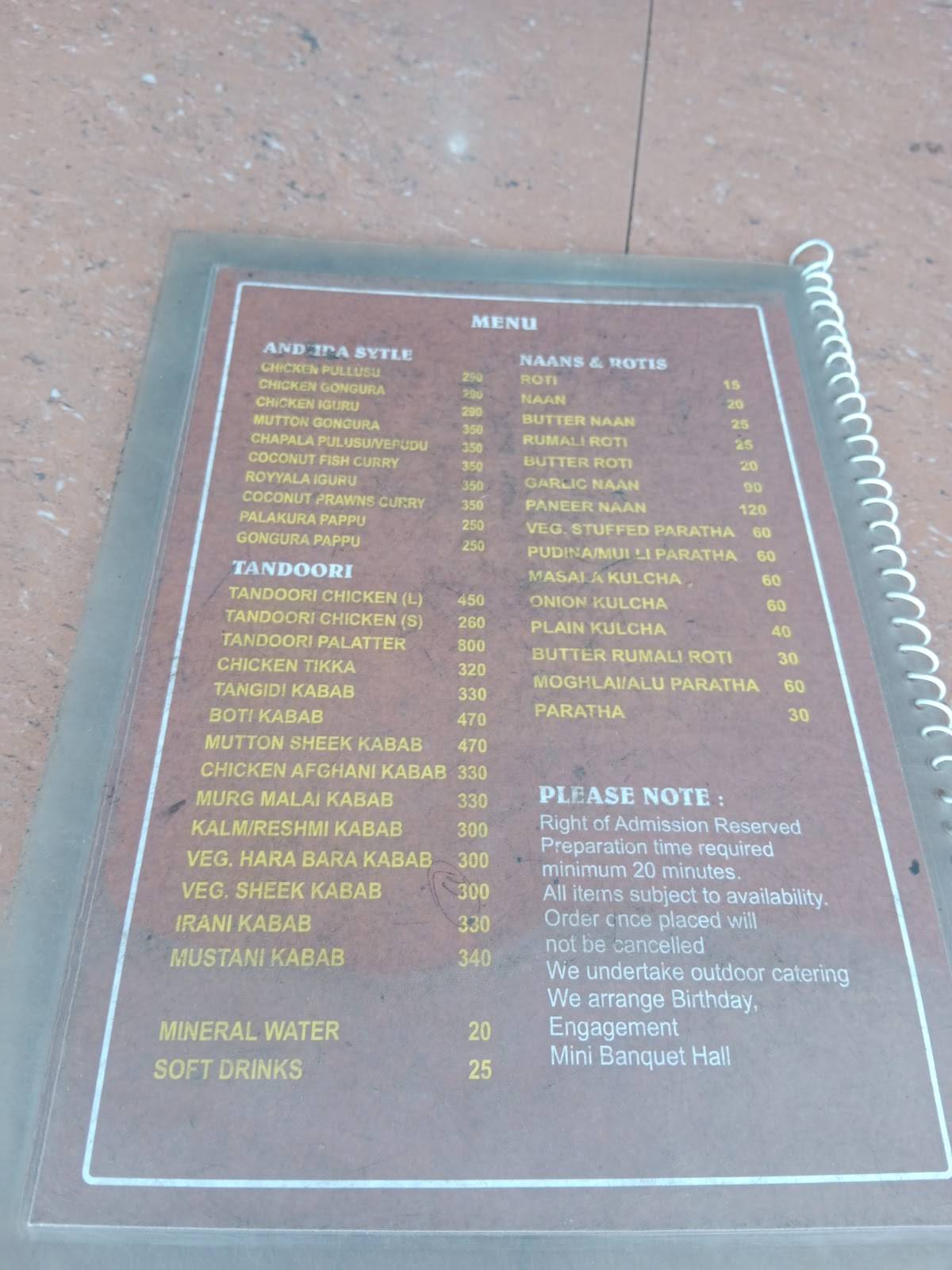 Hotel Biryani Mahal menu