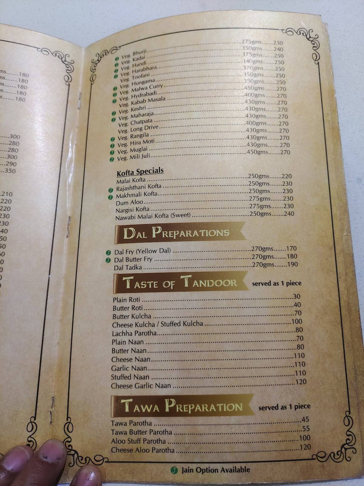 Hotel Kalpana menu