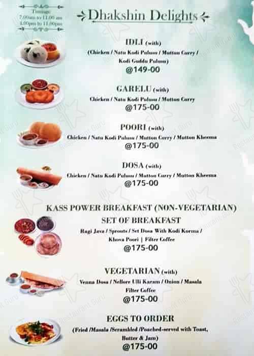 Hotel KASS menu