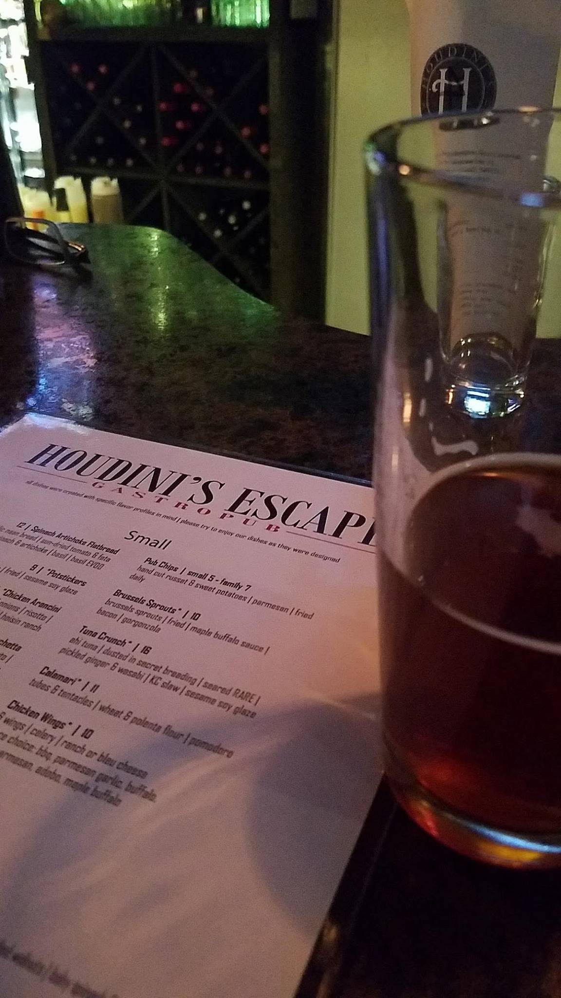 Menu at Houdini's Escape Gastropub, Appleton