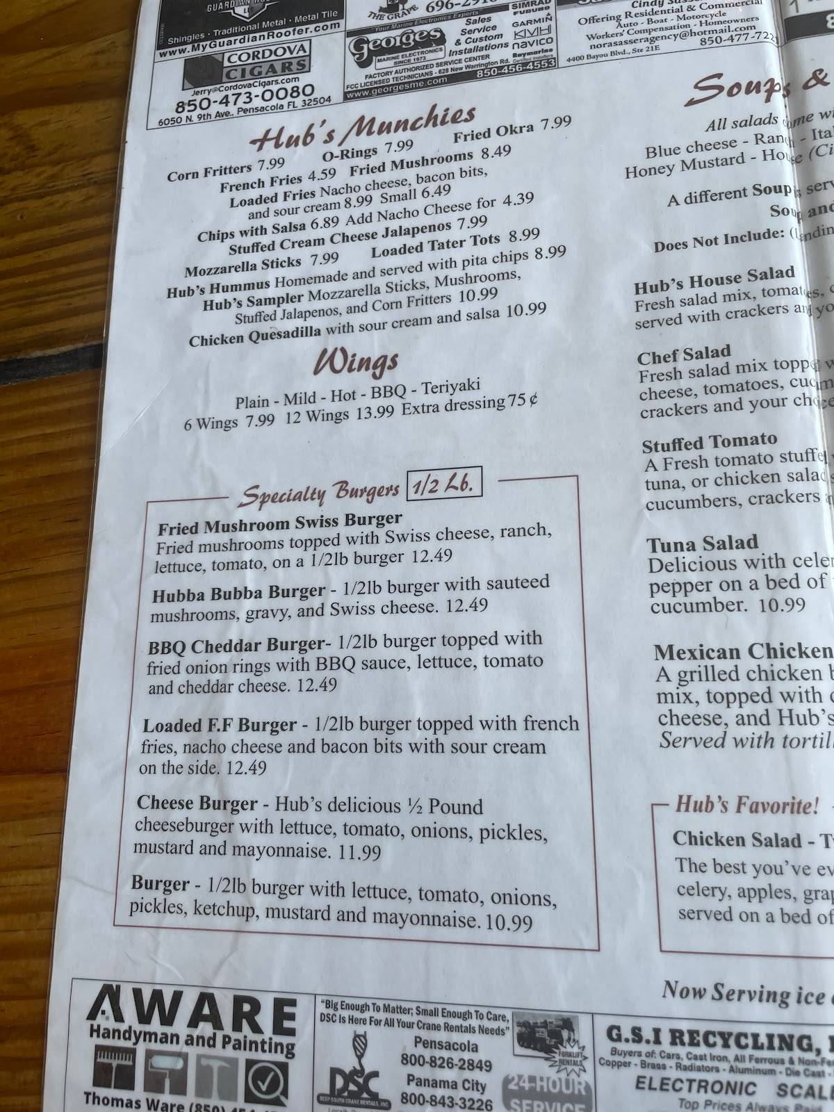 Menu at Hub Stacey's at The Point pub & bar, Perdido Key