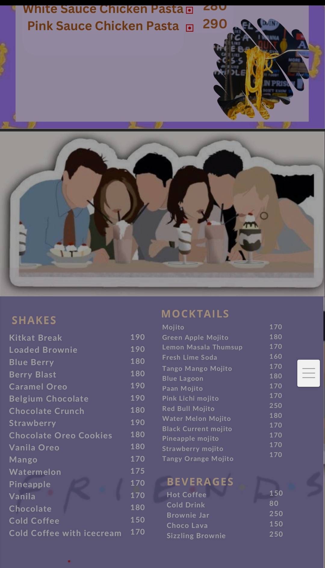 Hungry Heads cafe menu
