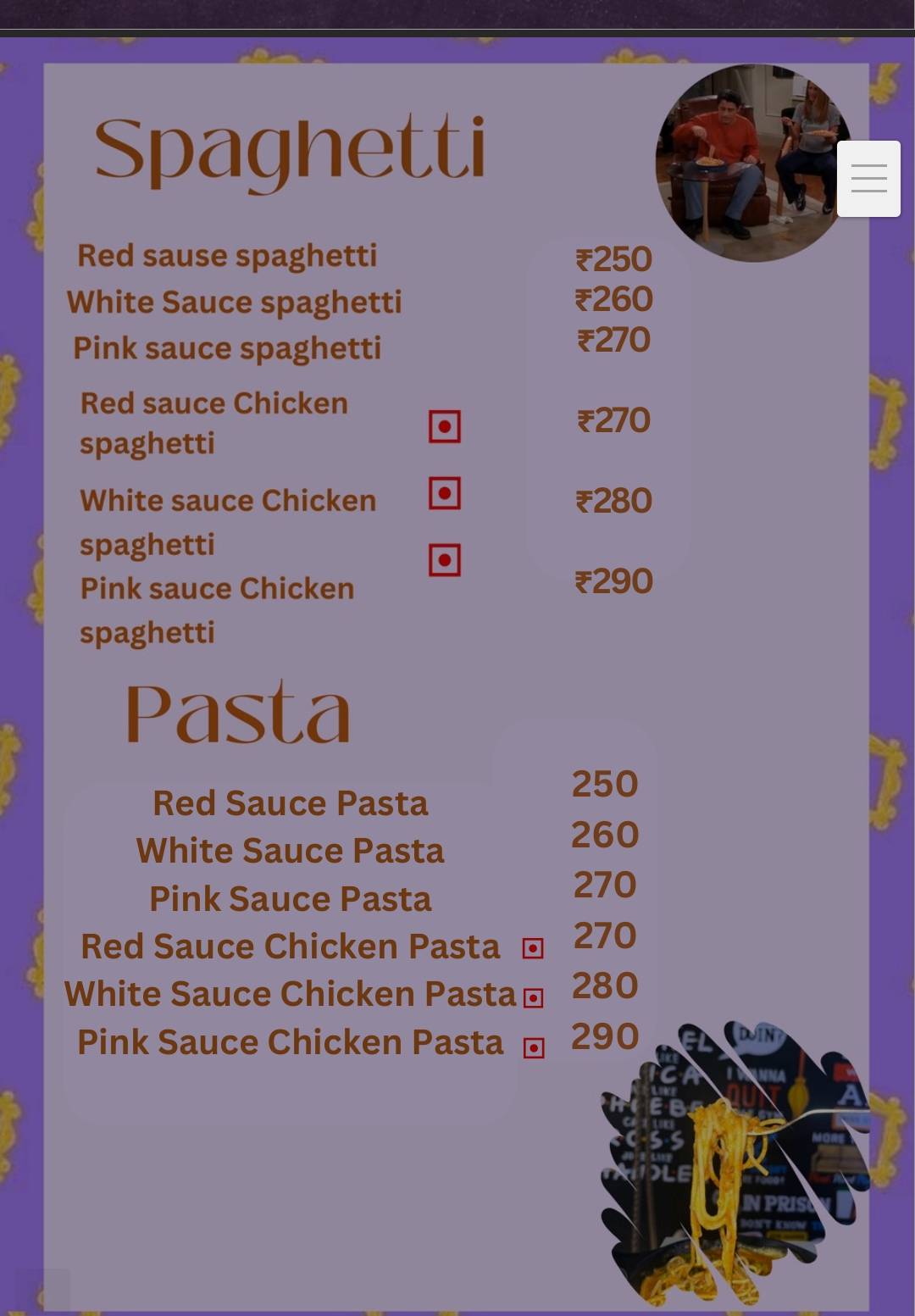 Hungry Heads cafe menu