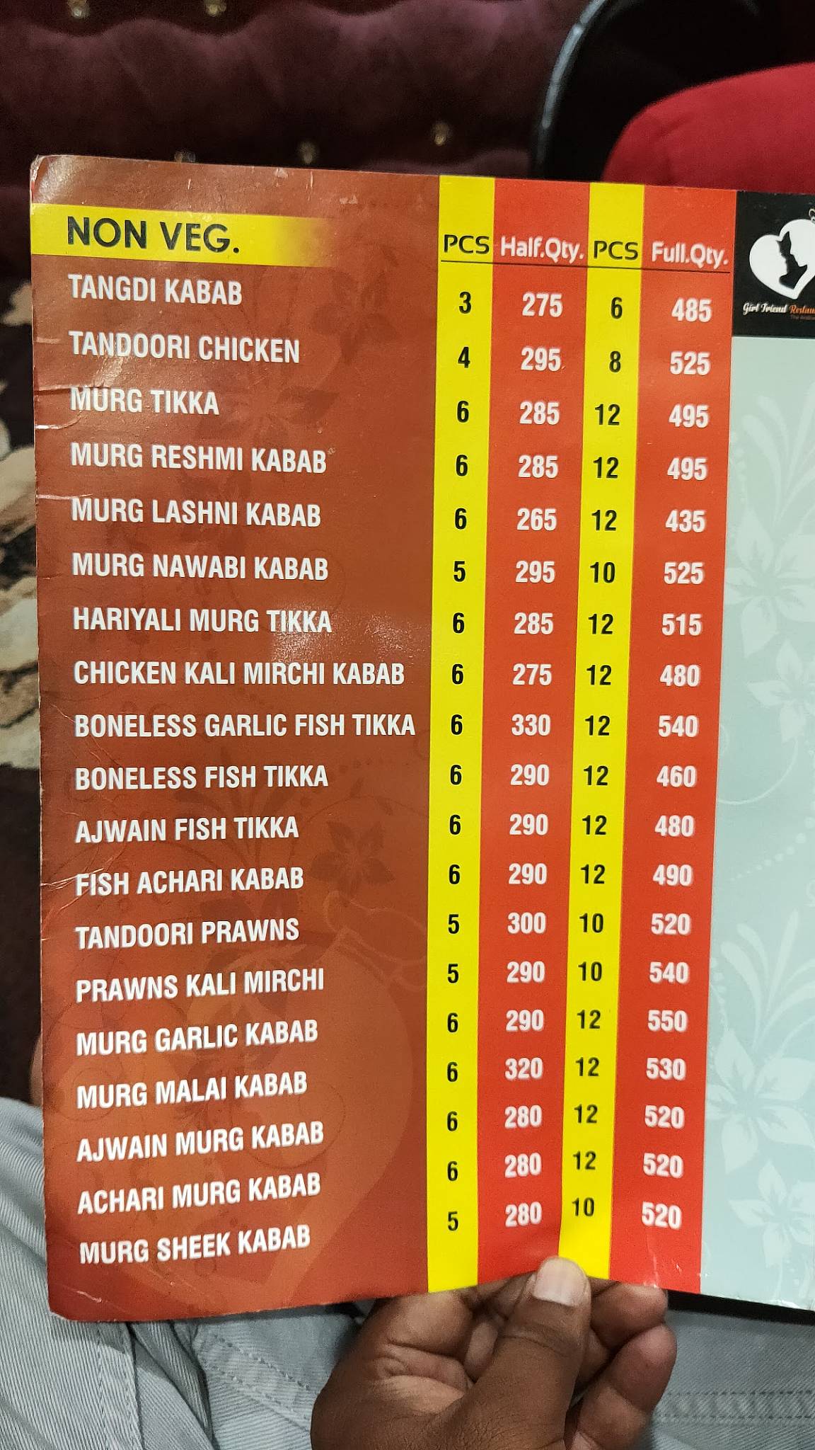 Girlfriend Mandi menu