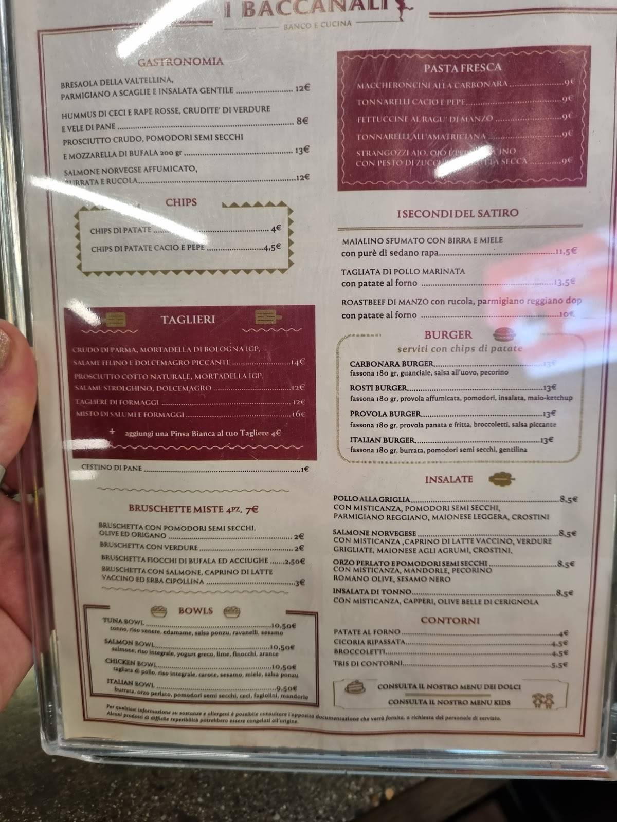 Menu di I Baccanali - GranRoma 