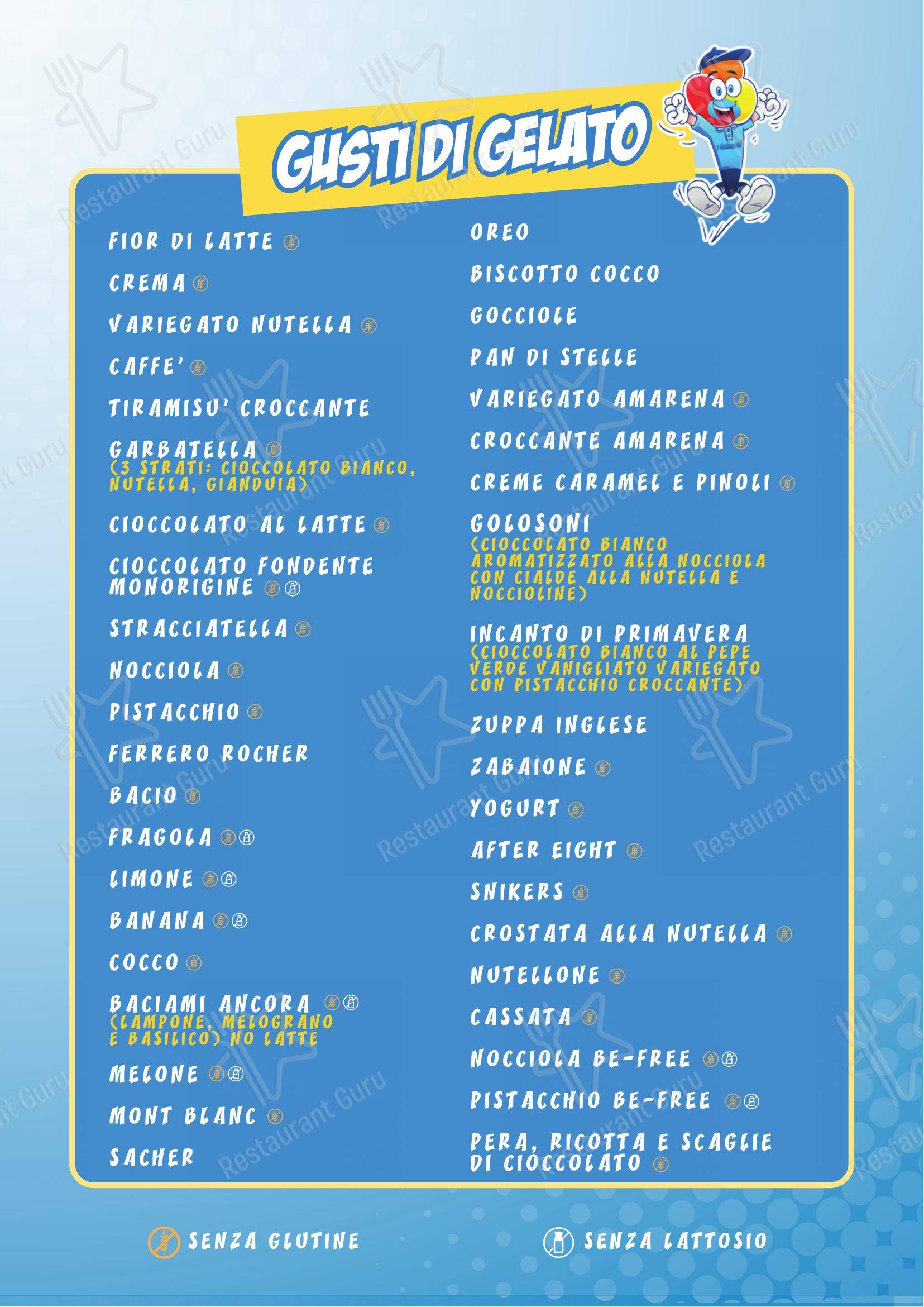 Menu per I Golosoni gelateria Garbatella in Roma