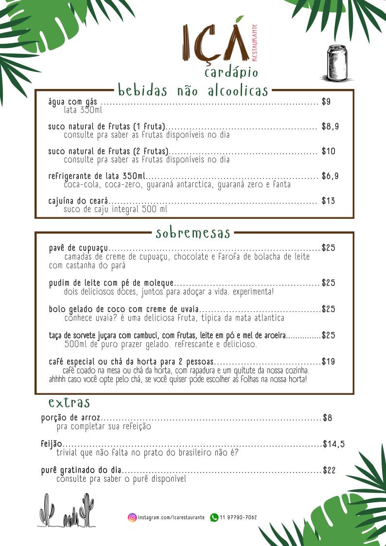 Iça Restaurante cardápio