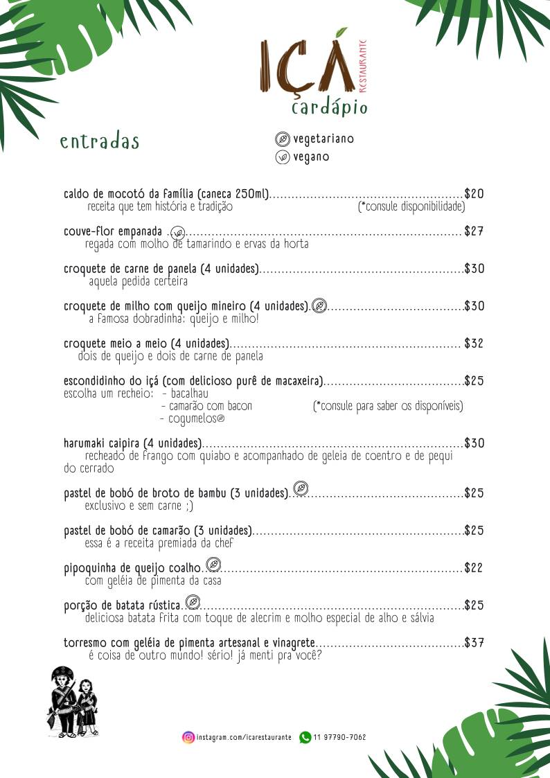 Iça Restaurante cardápio