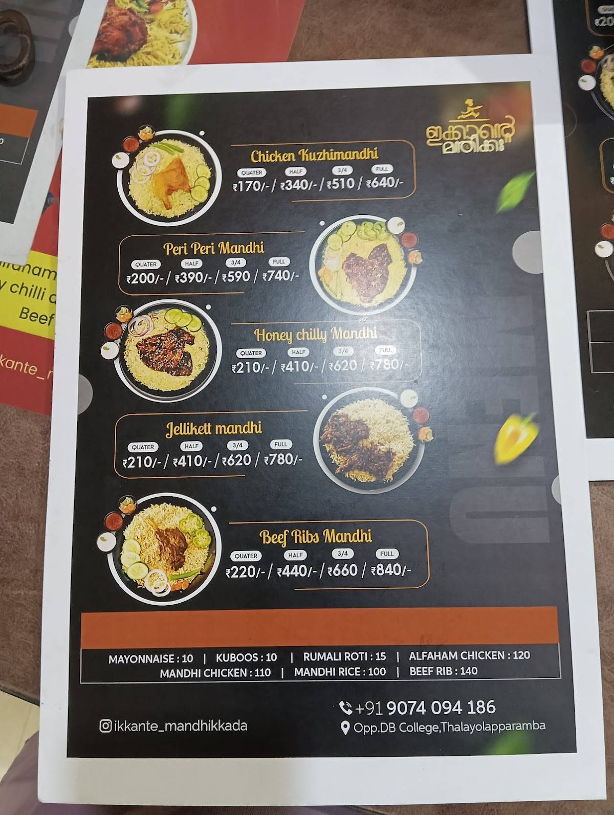 Ikkante Mandhikkada menu