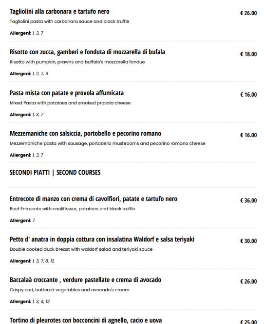 Menu di Il Grande Gatsby Bar & Restaurant 