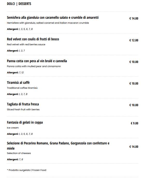 Menu di Il Grande Gatsby Bar & Restaurant 