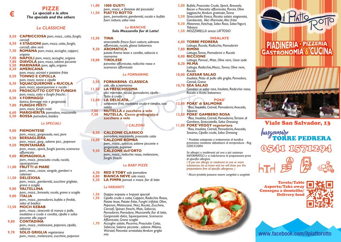 Menu di Il Piatto Rotto - Piada Cucina e Pizzeria 