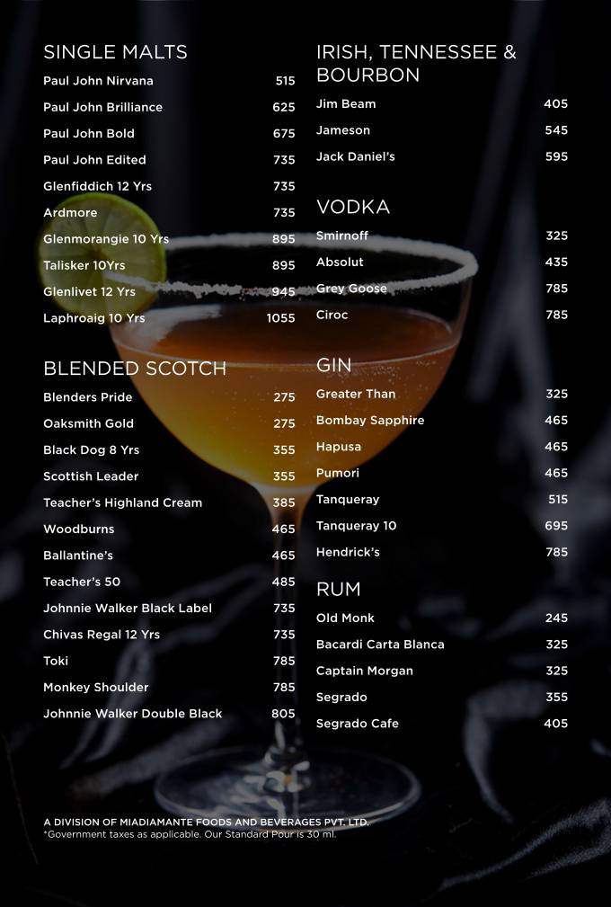 Independence Brewing Company - Kalyani Nagar menu