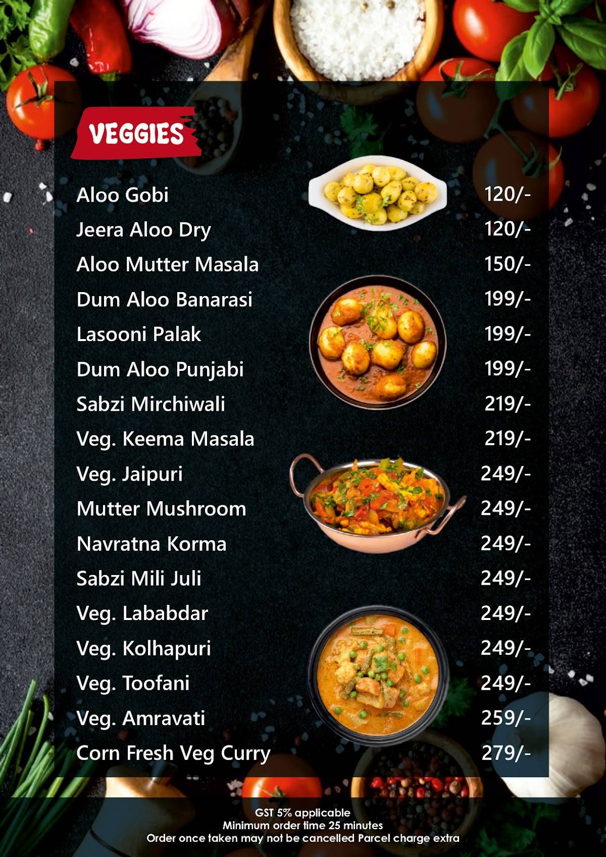 Indian spice restaurants & banquet hall Subhanpura menu